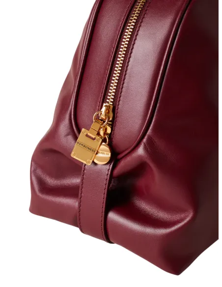 Borbonese Sexi Bag Medium Nappa Leather & Gold Hardware, merlot