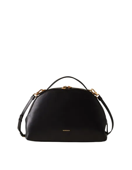 Borbonese Sexi Bag Medium Nappa Leather & Gold Hardware, black