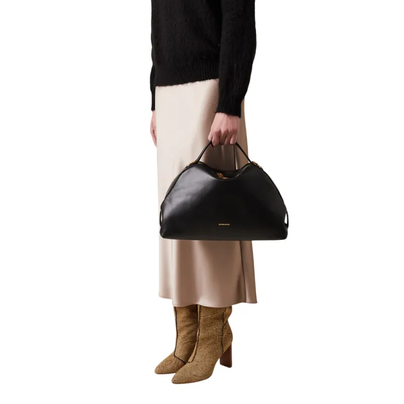 Bauletto m in vitello nappato Borbonese, nero 2