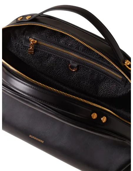 Borbonese Sexi Bag Medium Nappa Leather & Gold Hardware, black