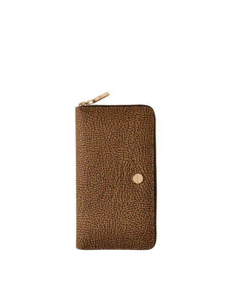 Portafogli donna con zip Borbonese, op naturale-nero