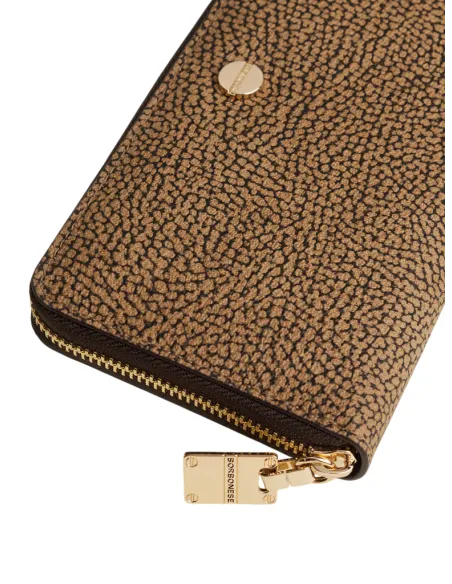 Borbonese Damen-Portemonnaie Groß aus OP-Stoff, RFID, op natur-schwarz