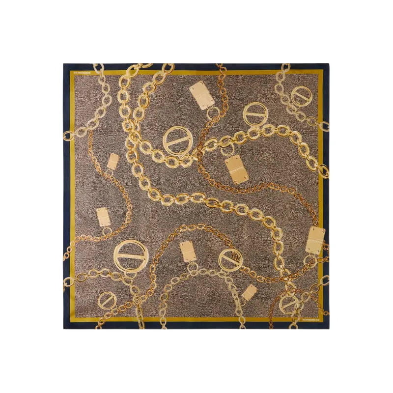 Borbonese Silk Scarf 90x90 Chain & Archive Print