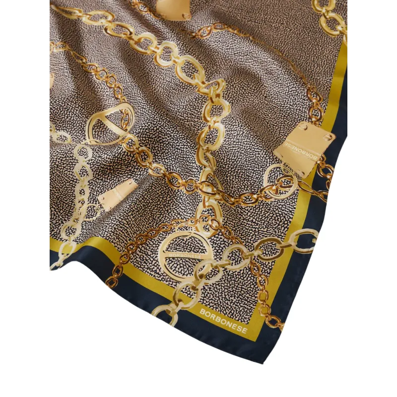 Borbonese Silk Scarf 90x90 Chain & Archive Print 2