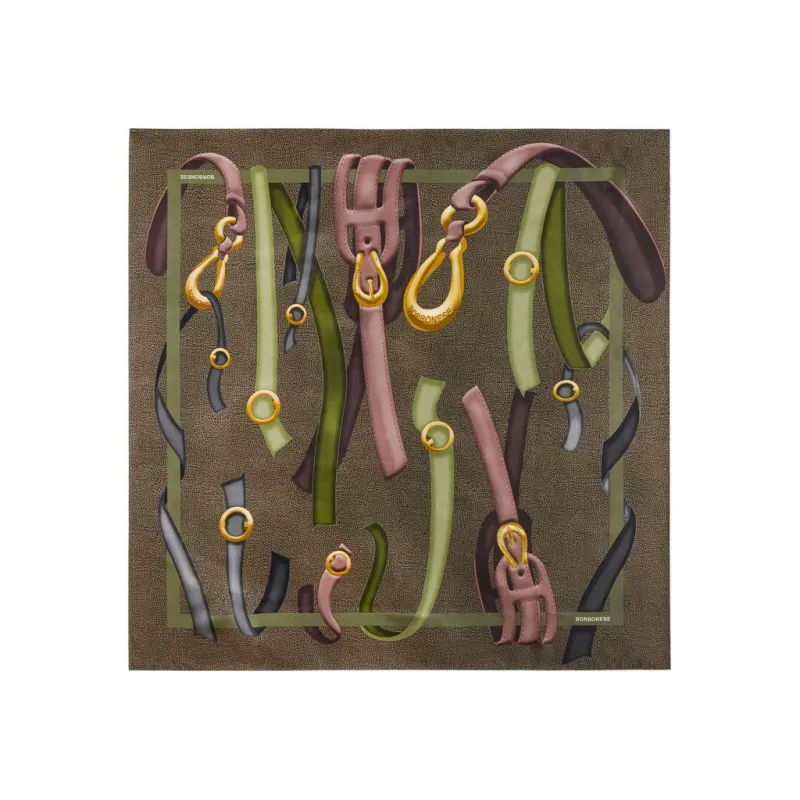 Borbonese Silk Scarf 90x90 Chain Print on OP Background,...