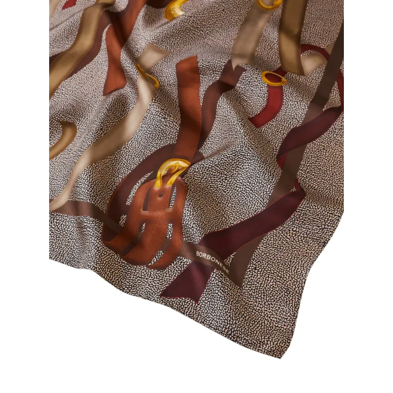 Borbonese Silk Scarf 90x90 Chain Print on OP Background,... 2