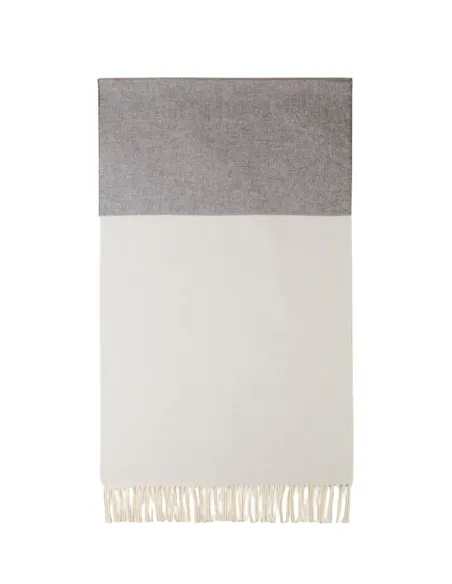 Borbonese Tricolor Stole Cotton Blend with Embroidered Logo, white-grey-black