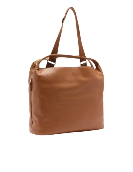 Liu Jo Shopping Bag Pebble Texture & Logo Strap, ginger bread