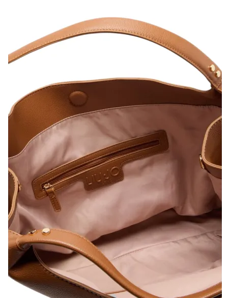 Liu Jo Shopping Bag Pebble Texture & Logo Strap, ginger bread