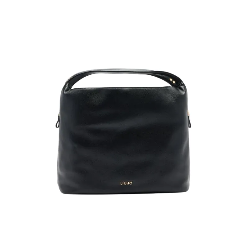 Liu Jo Shopping Bag Pebble Texture & Logo Strap, black