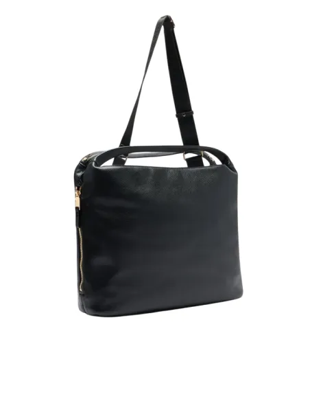 Liu Jo Shopping Bag Pebble Texture & Logo Strap, black