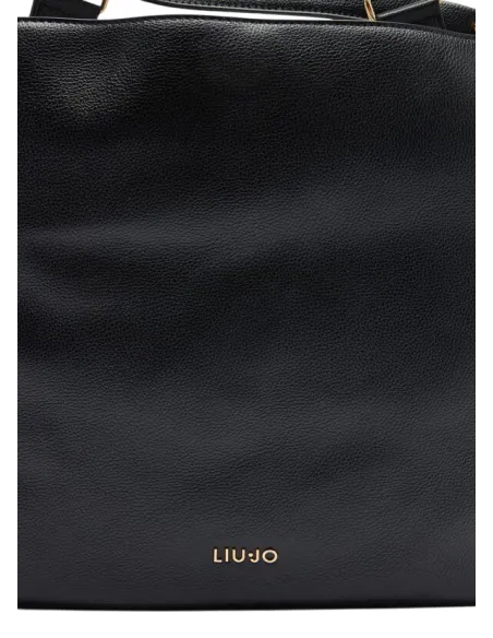 Liu Jo Shopping Bag Pebble Texture & Logo Strap, black