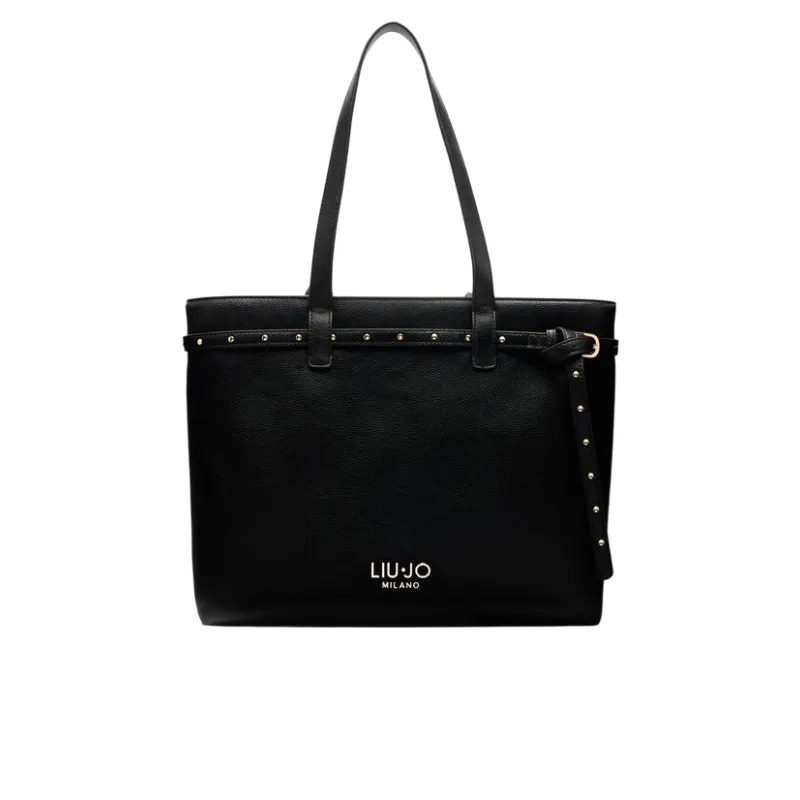 Liu Jo shopping bag with pebble texture metal logo and...