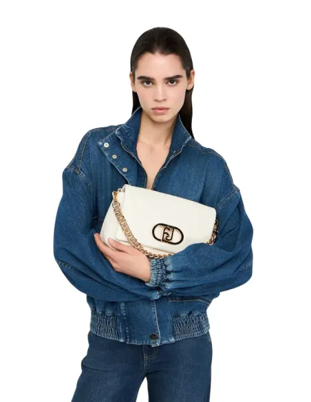 Borsa a spalla con patta Liu Jo La Puffy, marmo