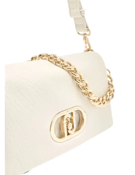 Liu Jo Schultertasche mit Metalllogo Kettenhenkel verstellbarem Riemen, weiß
