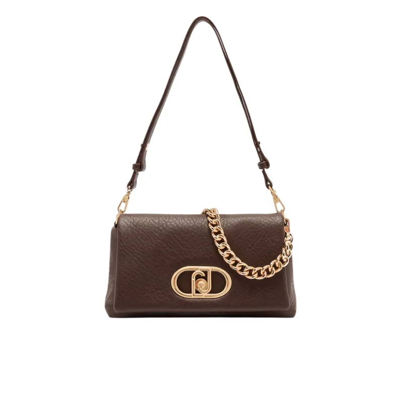 Borsa a spalla con patta Liu Jo La Puffy, moro