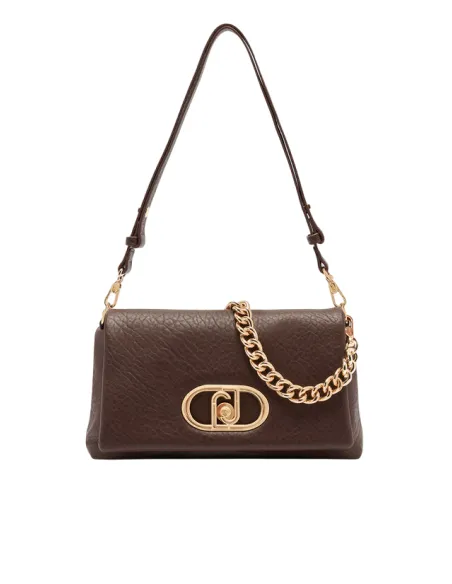 Liu Jo Schultertasche mit Metalllogo Kettenhenkel verstellbarem Riemen, dunkelbraun