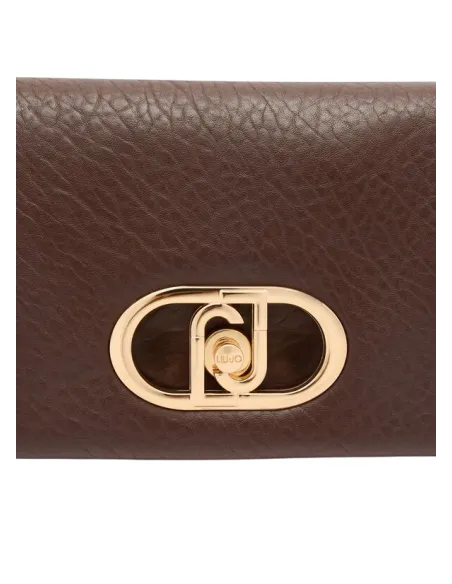 Liu Jo LaPuffy bag with chain handle flap closure and removable strap, dark brown