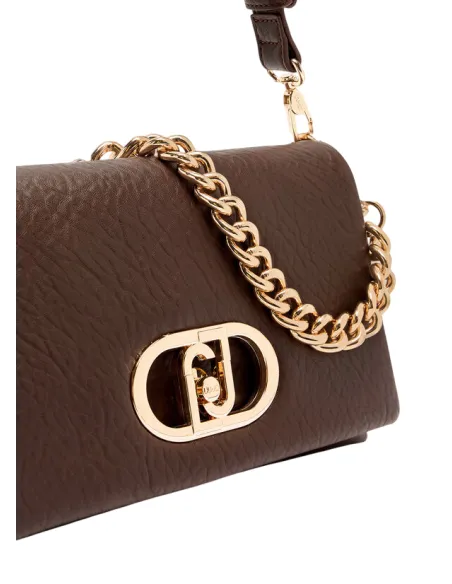 Liu Jo Schultertasche mit Metalllogo Kettenhenkel verstellbarem Riemen, dunkelbraun