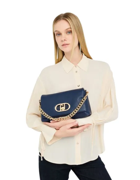 Borsa a spalla con patta Liu Jo La Puffy, dress blue