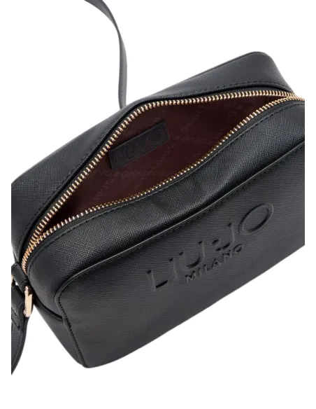 Liu Jo small crossbody bag with embossed logo adjustable strap and zip closure, black