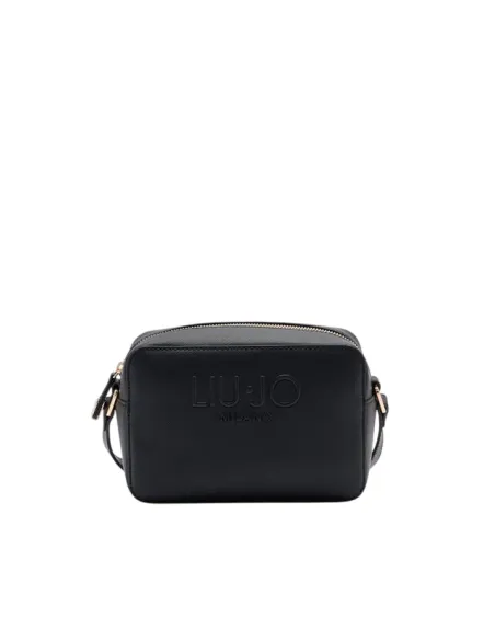 Borsa a tracolla con logo Liu Jo, nera