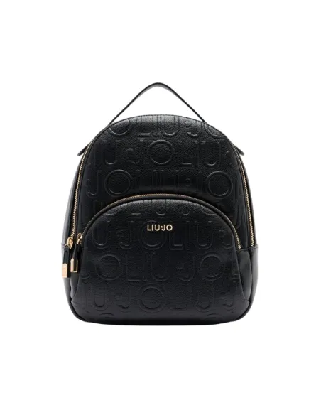 Liu Jo mittelgroßer Rucksack mit Prägung Fronttasche und verstellbaren Trägern, schwarz