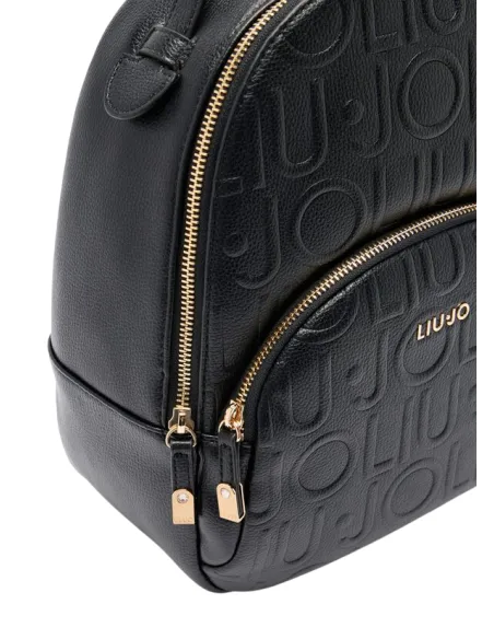 Liu Jo mittelgroßer Rucksack mit Prägung Fronttasche und verstellbaren Trägern, schwarz