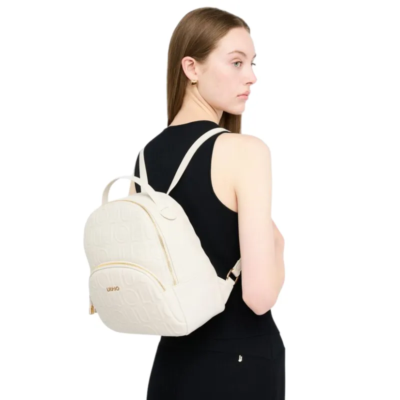 Liu Jo medium backpack with pebble texture metal logo and... 2