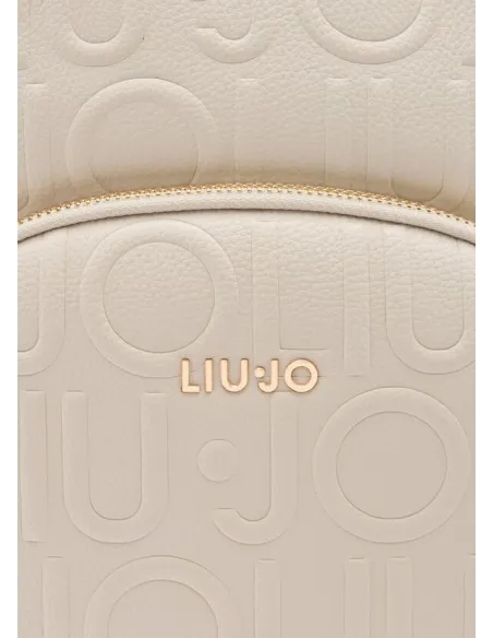 Liu Jo medium backpack with pebble texture metal logo and zip closure, white