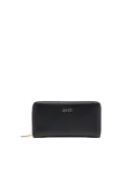 Liu Jo large zip-around wallet with pebble texture and metal logo, black