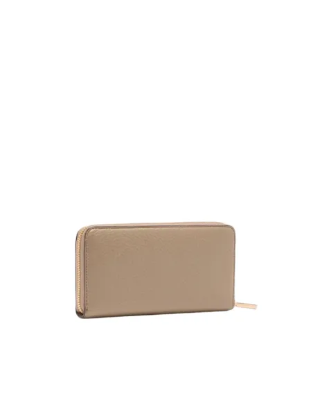 Liu Jo große Zip-Around Geldbörse mit Struktur und Metalllogo, taupe