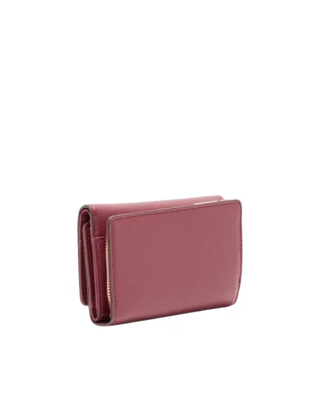 Liu Jo medium wallet with snap closure card slots and pebble texture, red wine