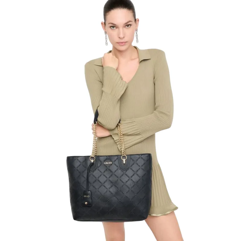 Liu Jo shopping bag with chain handles embossed logo and... 2