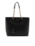 Liu Jo shopping bag with chain handles embossed logo and zip closure, black