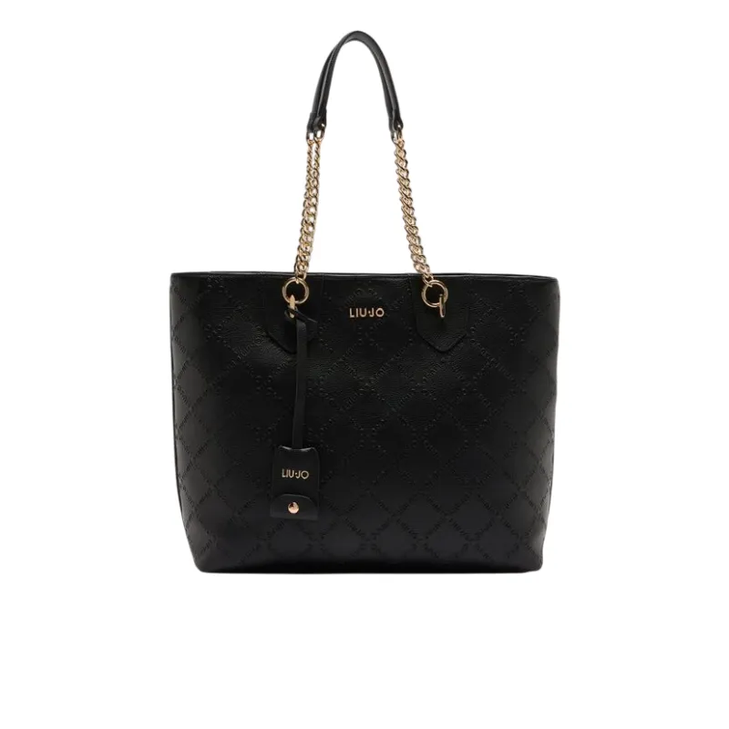 Liu Jo shopping bag with chain handles embossed logo and...