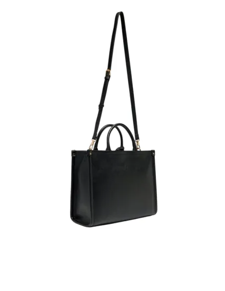 Liu Jo medium shopping bag with metal logo and adjustable strap, black