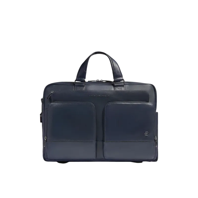 Piquadro Philip leather laptop bag 15.6 inch with shock...