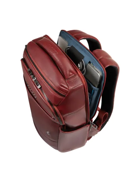 Zaino uomo piccolo in pelle porta pc e iPad®mini Piquadro Philip, marrone