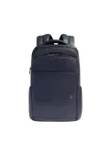 Piquadro Philip Rucksack kompakt aus Leder mit RFID Laptopfach und Trolley-System, blau