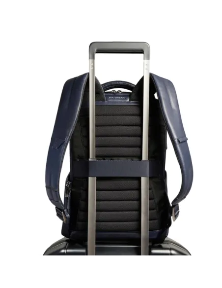 Zaino uomo piccolo in pelle porta pc e iPad®mini Piquadro Philip, blu