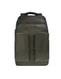 Piquadro Philip Leder-Rucksack 15,6 Zoll mit RFID Schutz Shock Absorber, grün