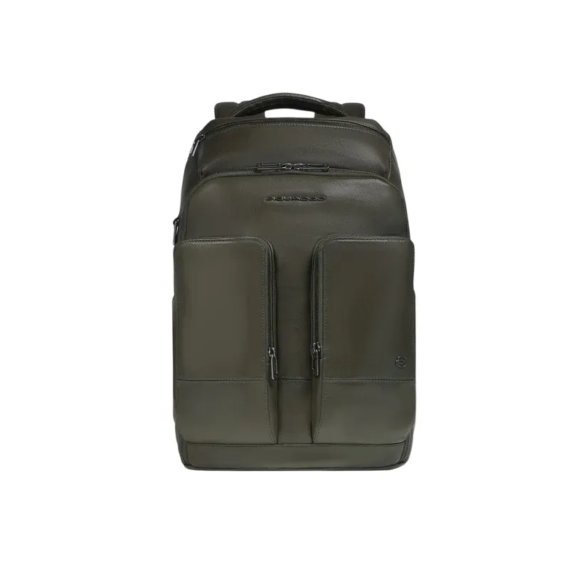 Piquadro Philip leather backpack 15.6 inch with RFID...