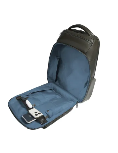 Piquadro Philip leather backpack 15.6 inch with RFID shock absorber, green