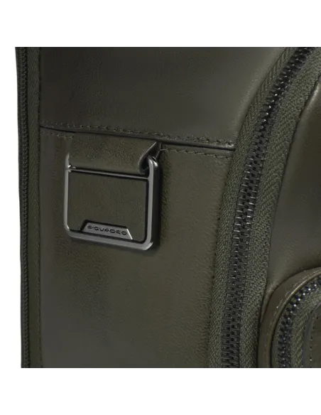 Piquadro Philip leather backpack 15.6 inch with RFID shock absorber, green