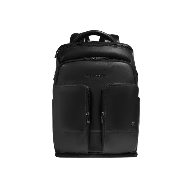 Piquadro Philip leather travel backpack with RFID laptop...