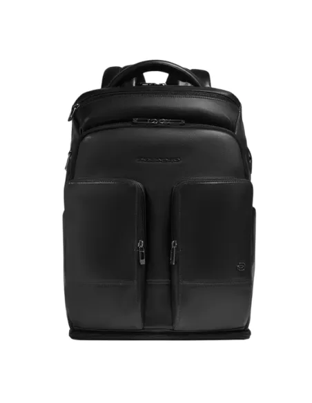 Zaino da viaggio in pelle porta pc da 15,6 e iPad® Bagmotic Piquadro Philip, nero