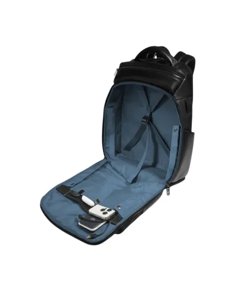 Piquadro Philip Leder-Reiserucksack mit Laptopfach RFID USB Schuhfach und Fahrradhelmbefestigung