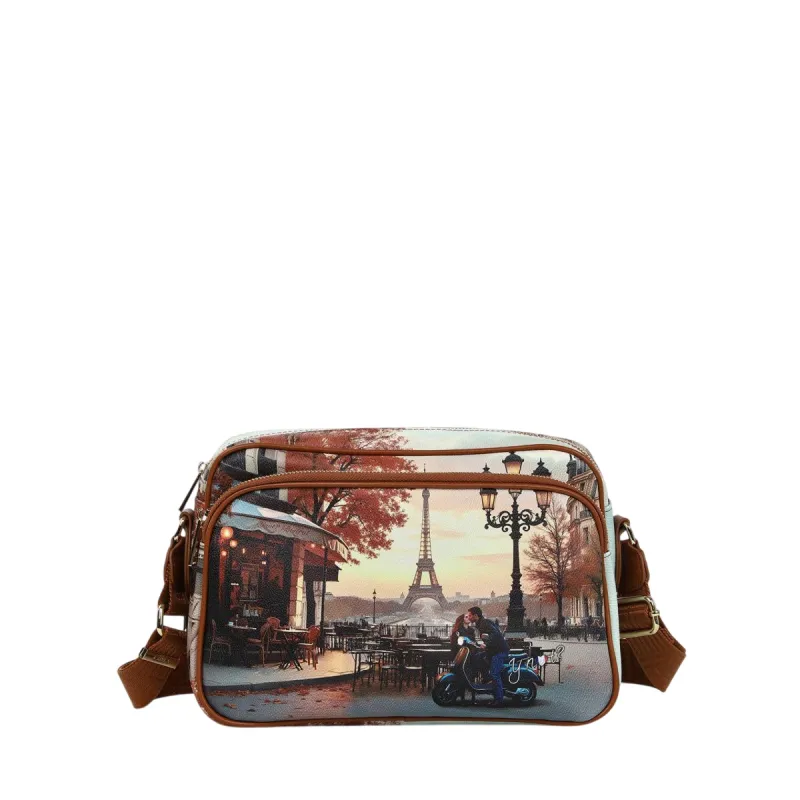Borsa a tracolla con tasca esterna Ynot, kisses from Paris