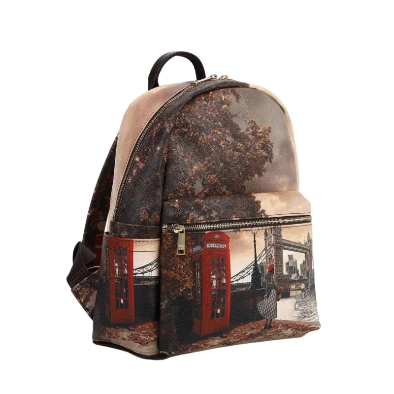 YNot Backpack in printed water-resistant fabric with zip... 2